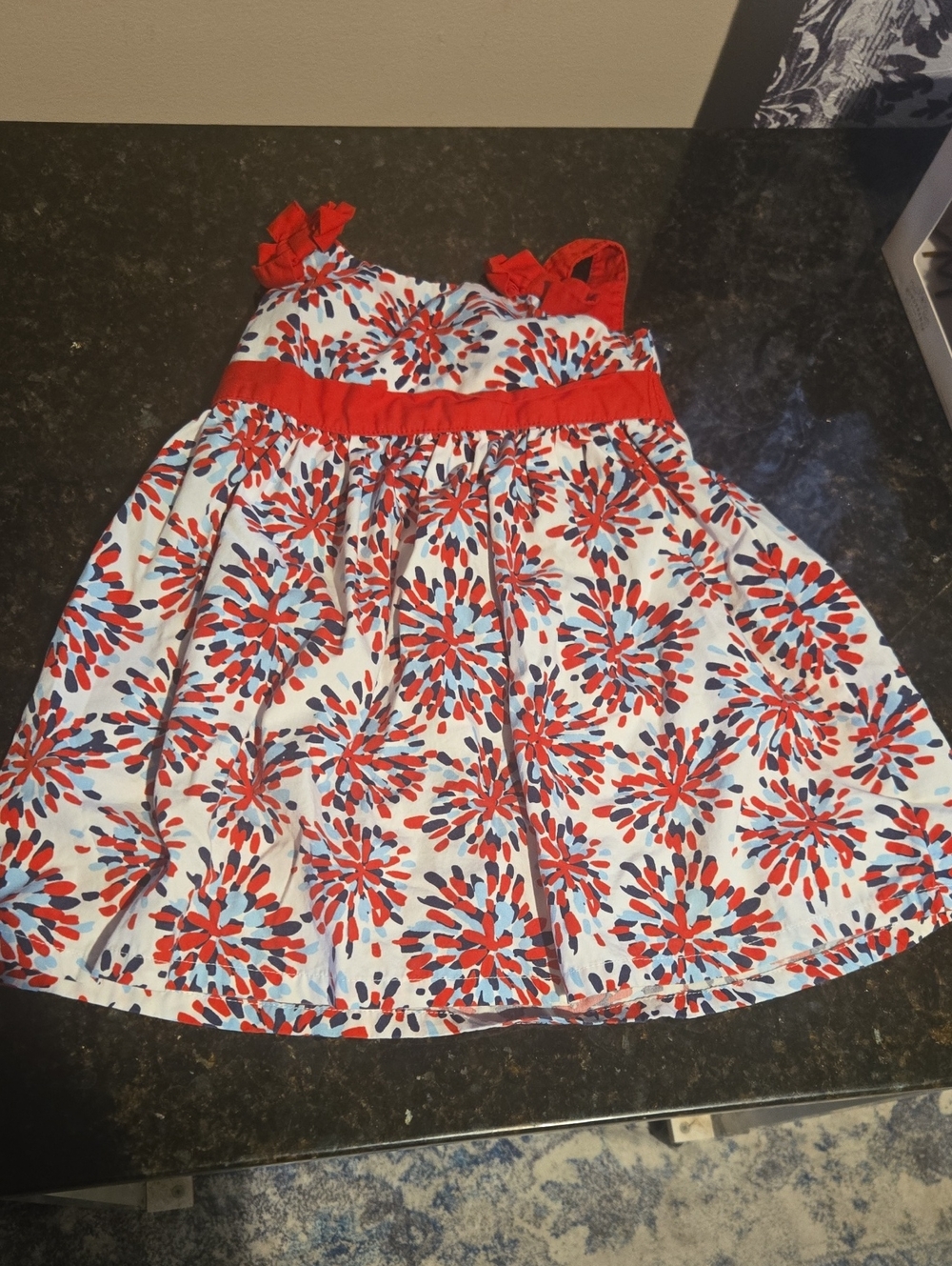 Gymboree Red, Blue & White Firework Print Sundress with Ruffle Straps